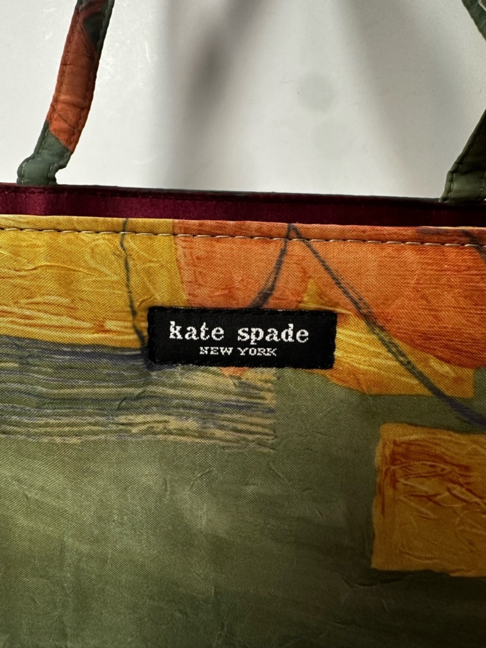 kate spade Green Orange Yellow Floral Watercolor Style Print Tote - Picture 5 of 11